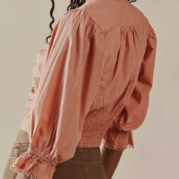 Free People Louella Embroidery Top Savanna Red sz S - Picture 4 of 10